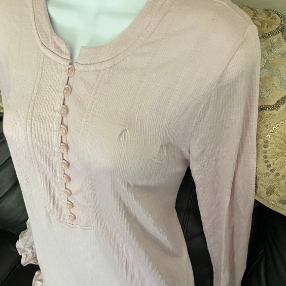 FREE PEOPLE - Long Sleeve Ruffle Button Up Shirt (Lavender) - Picture 3 of 5